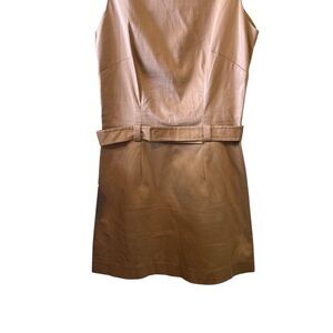 Banana Republic Dress Womens Sz 0 Tan Belted Sleeveless Stretch Sheath